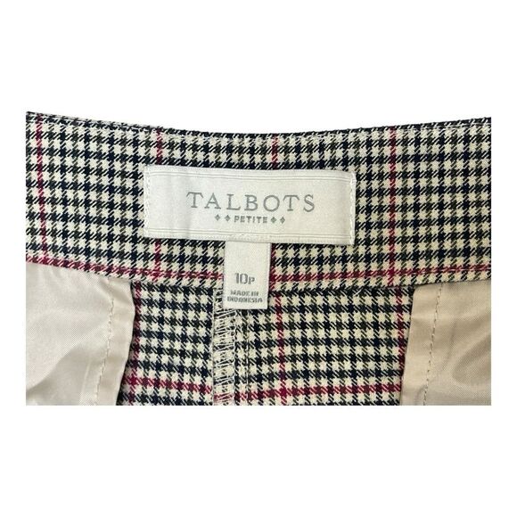 Talbots Black Red Houndstooth Trousers Office Career Classic Size 10P Preppy EUC - Picture 4 of 8